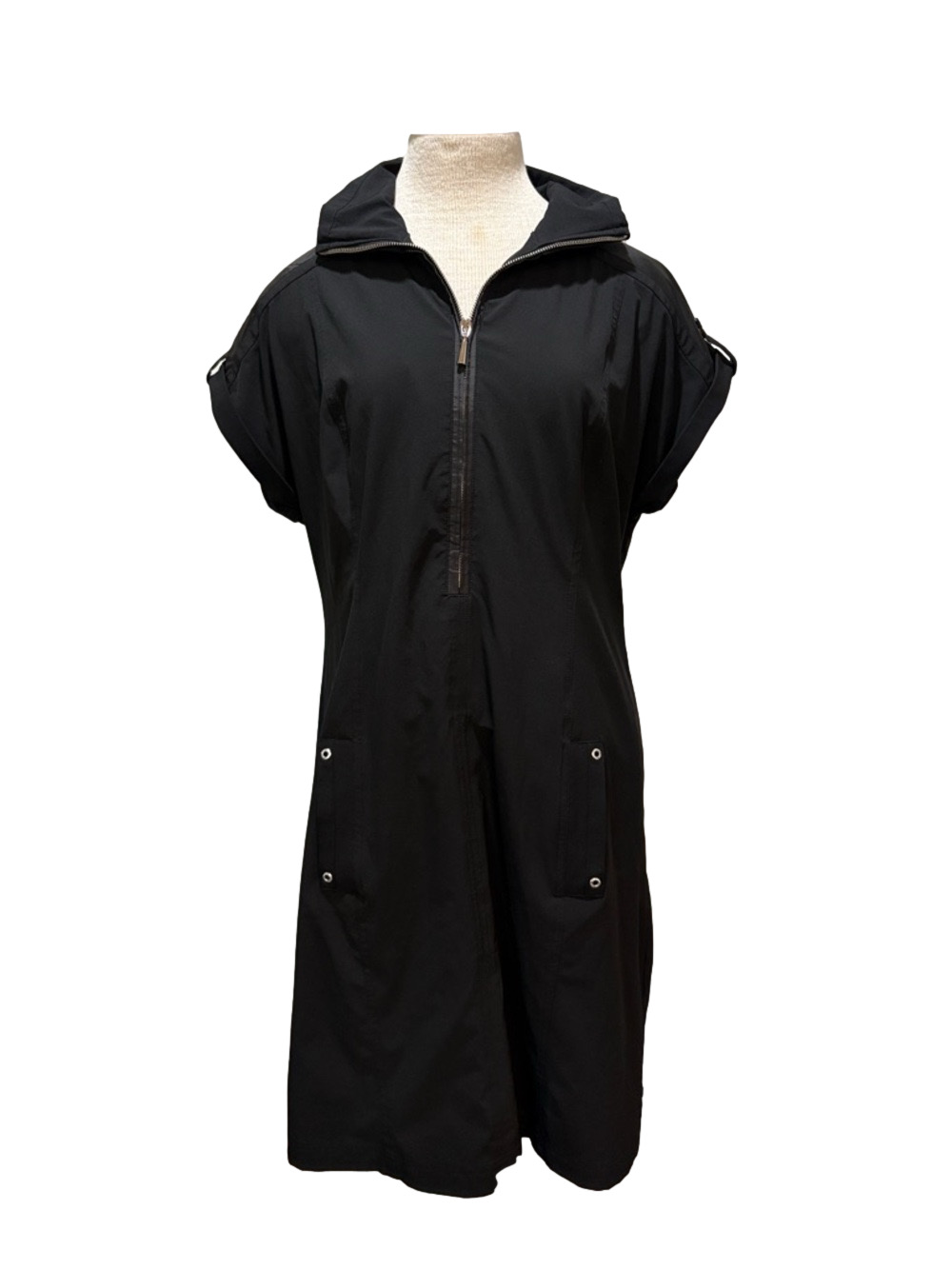 Chico’s Zenergy sz L black activewear dress with hood